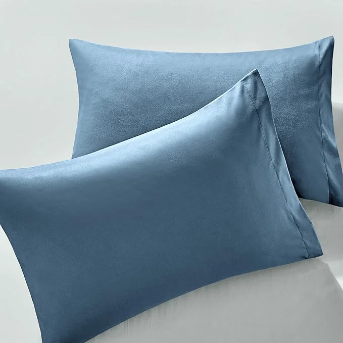 Unique MILVOWOC 2Pcs Brushed Microfiber King Pillowcases – 20 x 36 Inch Slate Blue Pillow Case Set Non Slip Envelope Pillow Cover with Moisture Absorption and Anti-Wrinkle Original