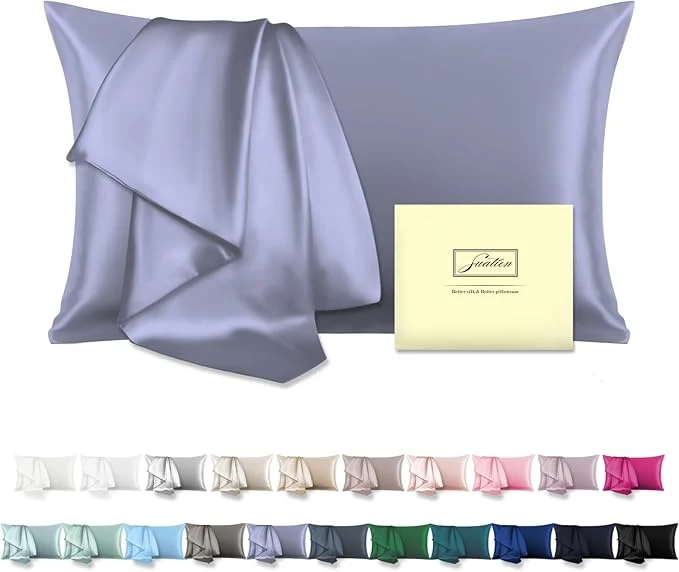 Innovative Natural Mulberry Silk Pillowcase for Hair and Skin Queen Size 20 quot X30 quot Pillow Case with Hidden Zipper Soft Breathable Smooth Cooling Silk Pillow Covers for Sleeping Grayish Blue Queen 1Pcs Dependable