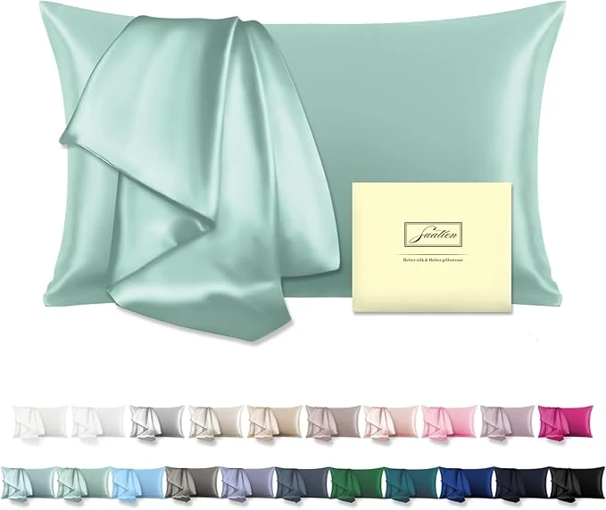 Premium Material Natural Mulberry Silk Pillowcase for Hair and Skin Queen Size 20 quot X30 quot Pillow Case with Hidden Zipper Soft Breathable Smooth Cooling Silk Pillow Covers for Sleeping Sage Green Queen 1Pcs Excellent