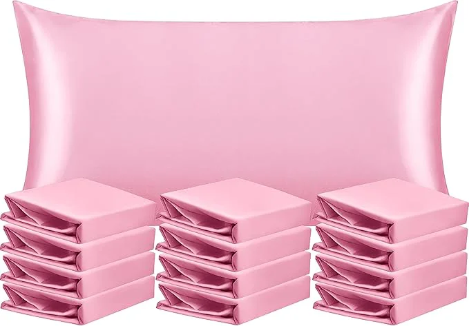 Fast NTBAY 12 Pack Satin King Pillowcases for Hair and Skin Luxurious and Silky Pillow Cases with Envelope Closure 20 x 36 Inches Pink Fashionable