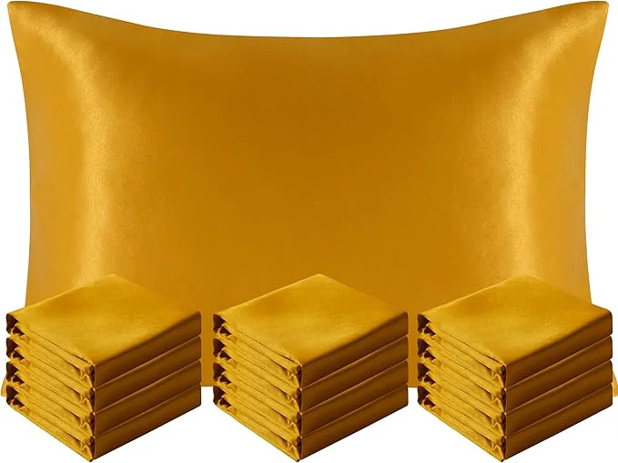 Fast NTBAY 12 Pack Satin Queen Pillowcases for Hair and Skin Luxurious and Silky Pillow Cases with Envelope Closure 20 x 30 Inches Golden Brown Natural