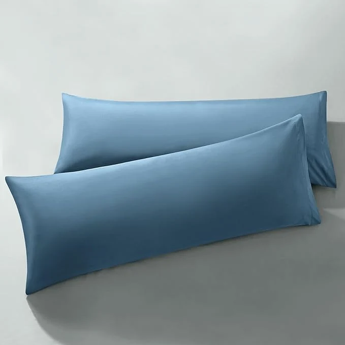 Breathable MILVOWOC 2Pcs Brushed Microfiber Body Pillowcases – 20 x 48 Inch Slate Blue Pillow Case Set Non Slip Envelope Pillow Cover with Moisture Absorption and Anti-Wrinkle Unique