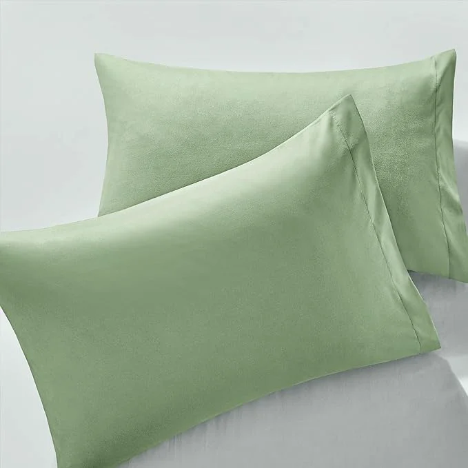 Practical MILVOWOC 2Pcs Brushed Microfiber Queen Pillowcases – 20 x 30 Inch Sage Green Pillow Case Set Soft Non Slip Envelope Pillow Cover with Moisture Absorption and Anti-Wrinkle Enhanced