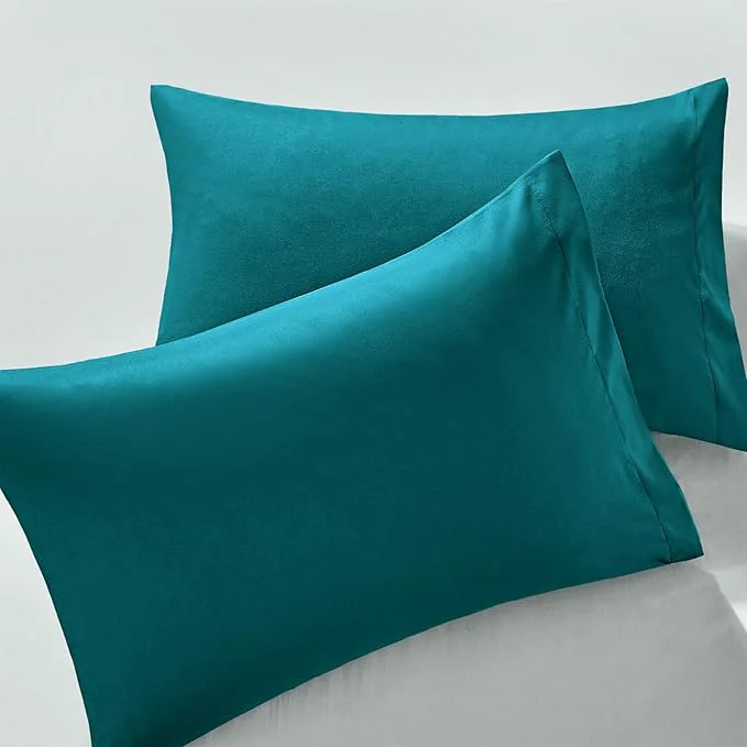 Smooth MILVOWOC 2Pcs Brushed Microfiber Standard Pillowcases – 20 x 26 Inch Teal Pillow Case Set Non Slip Envelope Pillow Cover with Moisture Absorption and Anti-Wrinkle Carefully Designed