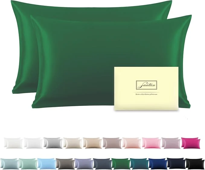 Proven Silk Pillow Cases 2 Pack Soft Breathable and Sliky King Size Pillow Cases Set of 2 Natural Mulberry Silk Pillowcase Set of 2 for Hair and Skin with Hidden Zipper Olive Green 20 quot X 36 quot 2pcs High-Quality