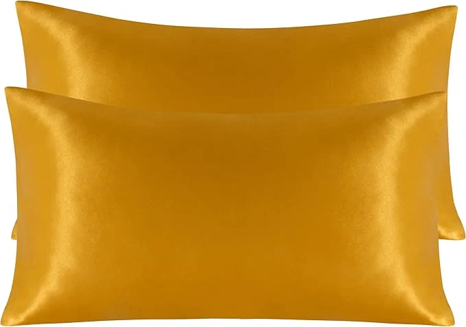 Original NTBAY 2 Pack Satin King Pillowcases for Hair and Skin Luxurious and Silky Pillow Cases with Envelope Closure 20×40 Inches Golden Brown Natural