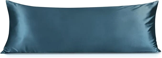 Fine INFIIXSO Body Pillow Cover with Zipper Luxury Mulberry Silk Body Pillow Case 20×54 Inches Ultra Smooth and Soft Cooling Long Pillowcase Gift for Women Men Bluesteel Solid