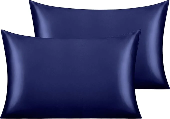 Premium Material NTBAY 2 Pack Satin Queen Pillowcases for Hair and Skin Luxurious and Silky Pillow Cases with Envelope Closure 20×30 Inches Navy Blue Modern