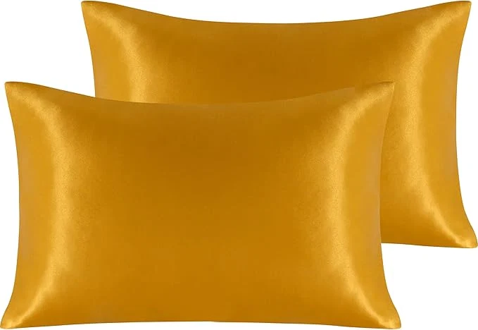 User-Friendly NTBAY 2 Pack Satin Queen Pillowcases for Hair and Skin Luxurious and Silky Pillow Cases with Envelope Closure 20×30 Inches Golden Brown Green