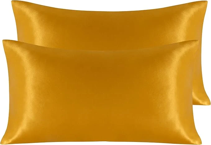 Sustainable NTBAY 2 Pack Satin King Pillowcases for Hair and Skin Luxurious and Silky Pillow Cases with Envelope Closure 20×36 Inches Golden Brown Certified