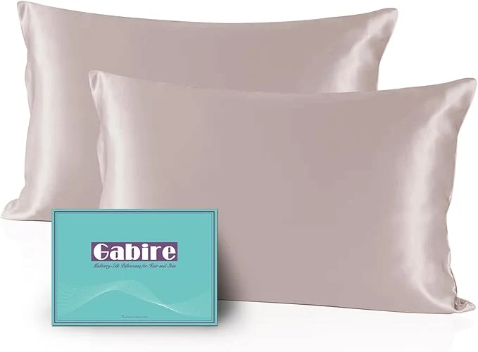 Reliable Mulberry Silk Pillowcases Set of 2 Both Sides Silk for Hair and Skin Prevent Acne Pillowcase Organic Silk Pillow Cases 2 Pack with Hidden Zipper Apricot Grey Standard 20 quot ×26 quot Casual
