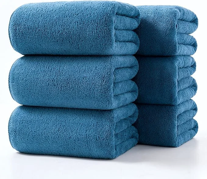 High-End Lumimi Towels 6 Piece Soft Microfiber Bath Towel Set Salon Gym Yoga Travel Solid
