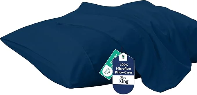 Unique Royale Linens King Pillowcase Set of 2 – Bed Pillow Cover – 20 quot x 40 quot -Navy Pillowcases – 1800 Brushed Microfiber Wrinkle amp Fade Resistant – Soft amp Cozy- King Size Pillow Case Navy Contemporary
