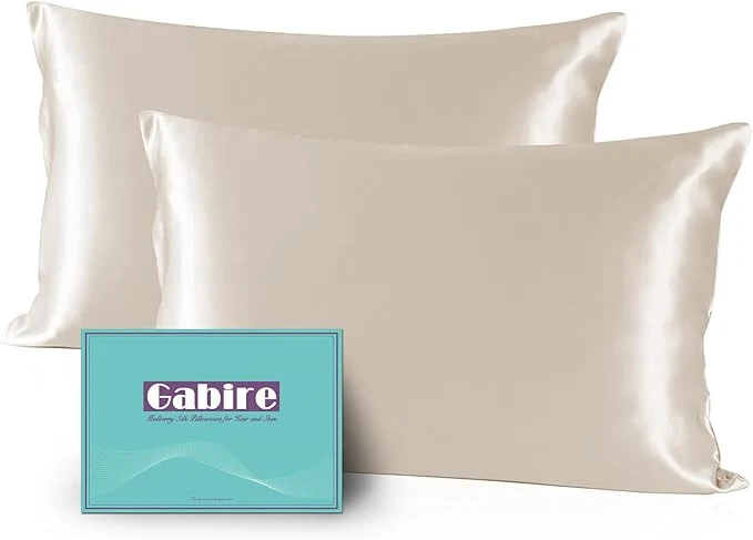 Elite Mulberry Silk King Size Pillow Cases Set of 2 Ultra Smooth Soft Cooling Organic Silk Pillowcases with Hidden Zipper Prevent Acne Silk Pillow Cases 2 Pack King 20 quot ×36 quot Beige Sophisticated