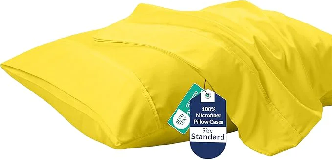 Solid Royale Linens Standard Pillowcase Set of 2 – Bed Pillow Cover – 20 quot x26 quot – Pillowcases – 1800 Brushed Microfiber Wrinkle amp Fade Resistant – Soft amp Cozy- Standard Size Pillow Case STD Yellow Exclusive