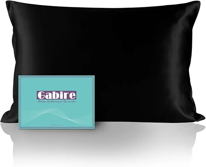 Secure Mulberry Silk Pillow Case for Hair and Skin Prevent Acne Pillowcases Both Sides Silk Pillowcases Organic Silk Pillowcase with Hidden Zipper Black Queen 20 quot ×30 quot Refined