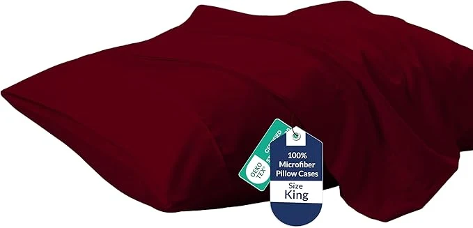 Authentic Royale Linens King Pillowcase Set of 2 – Bed Pillow Cover – 20 quot x 40 quot – Red Pillowcases – 1800 Brushed Microfiber Wrinkle amp Fade Resistant – Soft amp Cozy- King Size Pillow Case Burgundy Classic