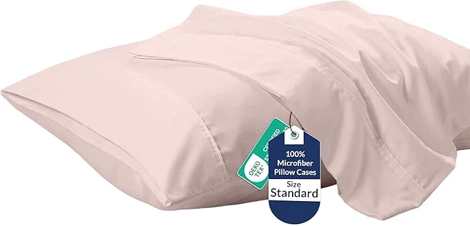 Certified Royale Linens Standard Pillowcase Set of 2 – Bed Pillow Cover – 20 quot x26 quot – Pink Pillowcases – 1800 Brushed Microfiber Wrinkle amp Fade Resistant – Soft amp Cozy- Standard Size Pillow Case STD Pink Exceptional