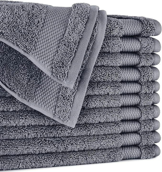 Premium Material BIOWEAVES Organic Cotton 700 GSM Plush Washcloths 13 x 13 GOTS Durable