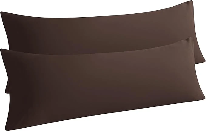 Optimized NTBAY Body Pillow Cases Set of 2 2 Pack Brushed Microfiber 20×54 Inches Soft Wrinkle Fade Stain Resistant Dark Brown Pillow Cases with Envelope Closure Long-Lasting
