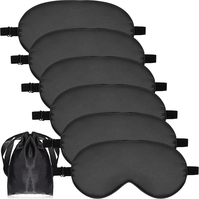 Unique 6 Pieces Natural Silk Sleep Mask Soft Eye Mask Adjustable Strap Blindfold Classic
