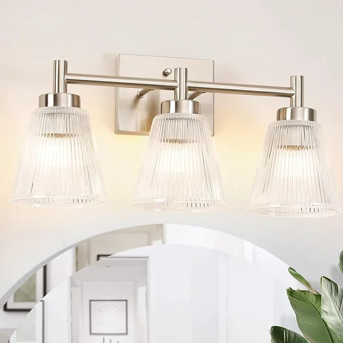 High-Performance OCIOC Nickel Bathroom Vanity Light 3-Light Bathroom Light Fixtures Over Mirror Official