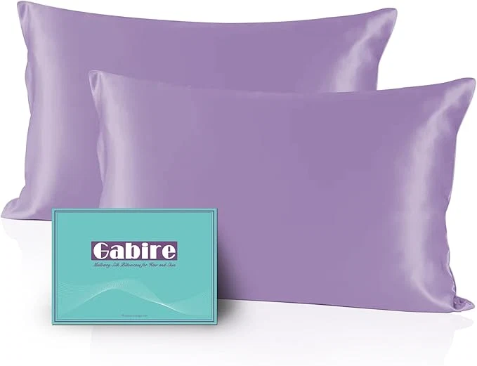 Convenient Mulberry Silk King Size Pillow Cases Set of 2 Ultra Smooth Soft Cooling Organic Silk Pillowcases with Hidden Zipper Prevent Acne Silk Pillow Cases 2 Pack King 20 quot ×36 quot Lavender Top-Quality