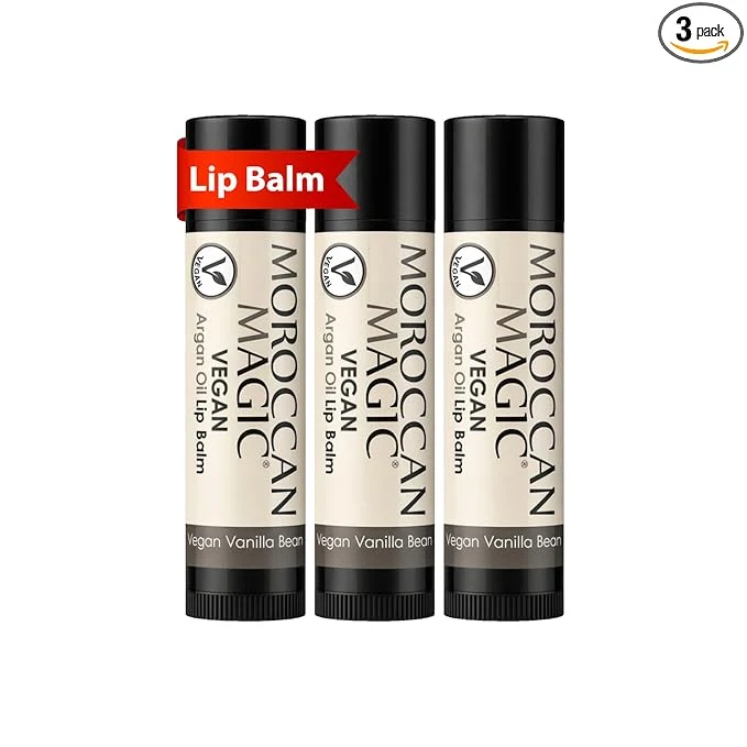 Original Moroccan Vegan Vanilla Lip Balm 3 Pack Ultra-Hydrating Argan Selected