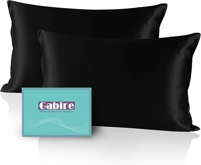 Recyclable Mulberry Silk Pillow Cases Set of 2 Both Sides Silk Pillow Cover for Hair and Skin Prevent Acne Pillowcase Organic Silk Pillowcase 2 Pack with Hidden Zipper Black Queen 20 quot ×30 quot Consistent