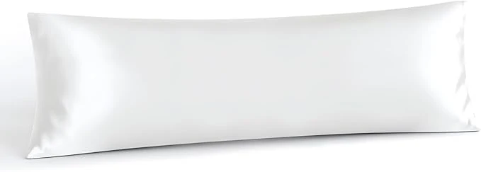 Fine INFIIXSO Body Pillow Cover with Zipper Luxury Mulberry Silk Body Pillow Case 20×54 Inches Ultra Smooth and Soft Cooling Long Pillowcase Gift for Women Men White Classic