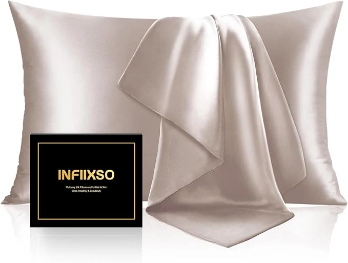 Exclusive INFIIXSO Mulberry Silk Pillow Case King Size Silk Pillowcase with Hidden Zipper 20 quot x36 quot Smooth and Soft Pillow Cases for Hair and Skin Caramel 1 Pack Certified