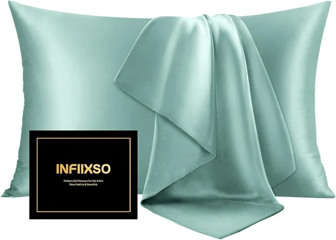 Premium Material INFIIXSO Mulberry Silk Pillowcase for Hair and Skin Silk Pillow Cases King Size with Hidden Zipper 20 quot x40 quot Smooth and Soft Cooling Pillow Cases for Hot Sleepers ICY Morn 1 Pack Practical