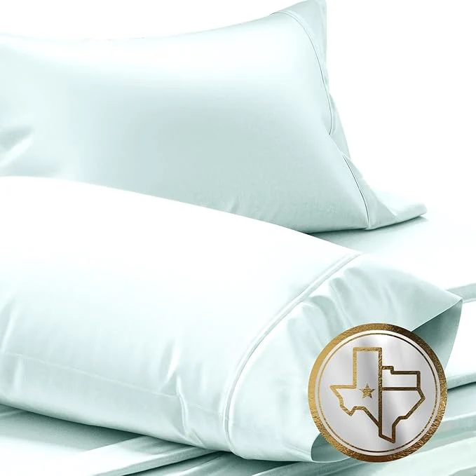 Effective TEXAS LINEN CO. Luxury Egyptian Cotton King Pillow Cases Set of 2-1000 Thread Count Pillowcases for Sleeping Soft Cooling Pillow Cover Extra Long Staple Hotel Quality Pillow Cases – Sea Foam Reusable