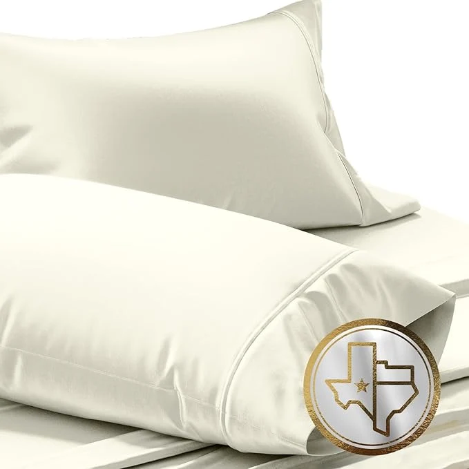 Refined TEXAS LINEN CO. Luxury Egyptian Cotton King Pillow Cases Set of 2-1000 Thread Count Pillowcases for Sleeping Silky Soft Cooling Pillow Cover Extra Long Staple Hotel Quality Pillow Cases – Sand Easy-to-Use