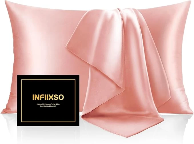 Original INFIIXSO Mulberry Silk Pillowcase for Hair and Skin Silk Pillow Cases Queen Size with Hidden Zipper 20 quot x30 quot Smooth and Soft Cooling Pillow Cases for Hot Sleepers Blush Pink 1 Pack Relaxed