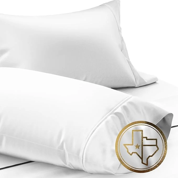 Original Design TEXAS LINEN CO. Luxury Egyptian Cotton King White Pillow Cases Set of 2-1000 Thread Count Pillowcases for Sleeping Silky Soft Cooling Pillow Cover Extra Long Staple Hotel Quality Pillow Cases Authentic