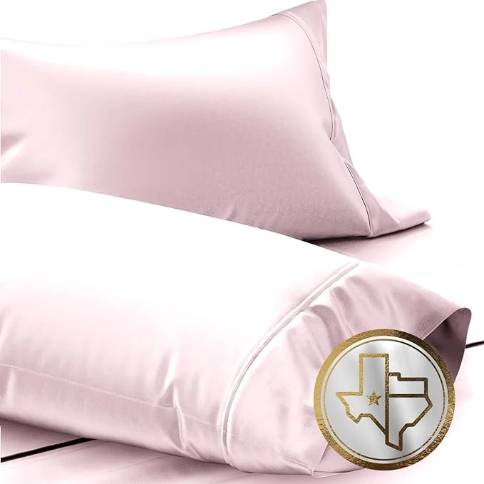 Convenient TEXAS LINEN CO. Egyptian Cotton Standard Queen Size Pillow Cases Set of 2-1000 Thread Count Pillow Cover – Soft Breathable amp Cooling Blush Pillowcases Set of 2 for Standard Queen Pillows Advanced