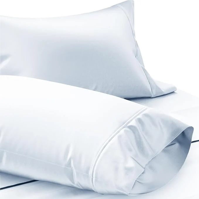 Fine Crafted TEXAS LINEN CO. Egyptian Cotton Standard Queen Size Pillow Cases Set of 2-1000 Thread Count Pillow Cover – Breathable amp Cooling Light Blue Pillowcases Set of 2 for Standard Queen Pillows High-End