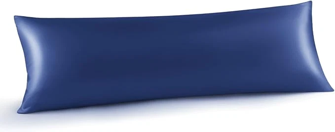 Elite INFIIXSO Body Pillow Cover with Zipper Luxury Mulberry Silk Body Pillow Case 20×54 Inches Ultra Smooth and Soft Cooling Long Pillowcase Gift for Women Men Navy Clean