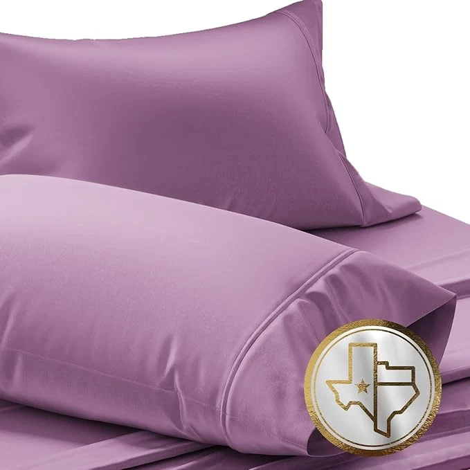 Sustainable TEXAS LINEN CO. Egyptian Cotton Standard Queen Size Pillow Cases Set of 2-1000 Thread Count Pillow Cover – Soft Breathable amp Cooling Plum Pillowcases Set of 2 for Standard Queen Pillows Artisan