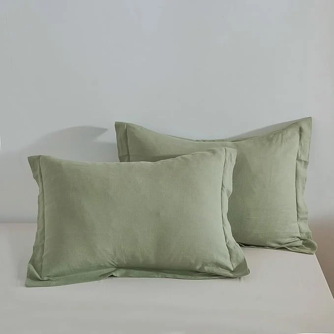 Secure Simple amp Opulence Linen Pillow Case Queen Size Set of 2 Sage Green Pillow Covers with Overlap Closure Luxury Breathable Pillowcases Protectors Suitable for All-Season 20 quot X 26 quot Sage Green Flexible