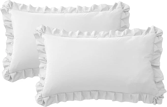 High-Quality Ruffle Pillow Cases King Size Set of 2 – Soft Wrinkle Resistant Brushed Microfiber Ruffled Pillowcases –Envelope Pillow Shams Cover Festive Gift for Hotels Guest Rooms 20×36 Inch White Smart