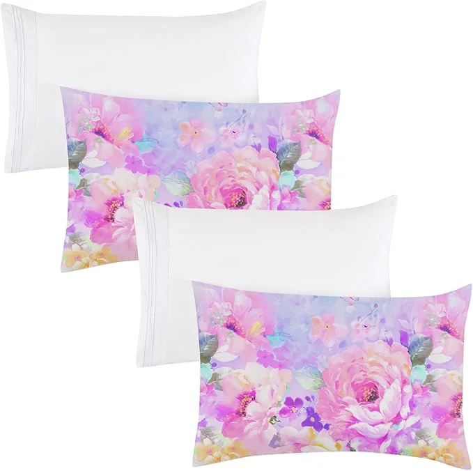 Artisan YIYEA Pillow Cases Queen Size Set of 4 Ultra Soft 1800TC Hotel Quality Double Brushed Microfiber Embroidered Pillowcases and Floral Pillow Covers Envelope Closure Fade Resistant 20 quot x30 quot Premium Material