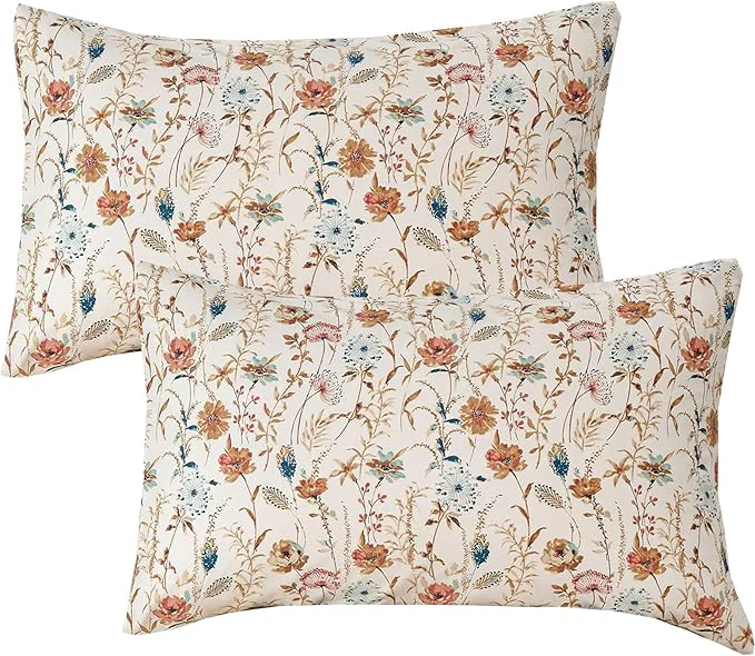 Minimalist Zus Cotton Orange Floral Pillowcases Standard Size Set of 2 19 39 39 ×29 39 39 Queen Size Teal Orange Bohemian Flower Printed Pillow Covers Soft Envelope Queen Pillowcase Protectors Convenient