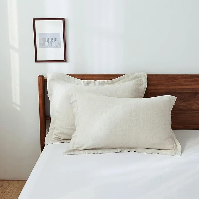 Effective Simple amp Opulence Linen Pillow Case Queen Size Set of 2 Linen Pillow Covers with Overlap Closure Luxury Breathable Pillowcases Protectors Suitable for All-Season 20 quot X 26 quot Linen Genuine