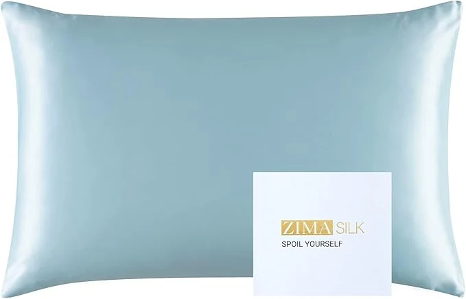 Stylish ZIMASILK 25 Momme Pure Mulberry Silk Pillowcase for Hair and Skin Care Highest Grade 6A Pillow Cases for Women Long-Lasting Durablity Gift for Women Men 1Pc Queen 20 quot x30 quot Light Blue Premium Material