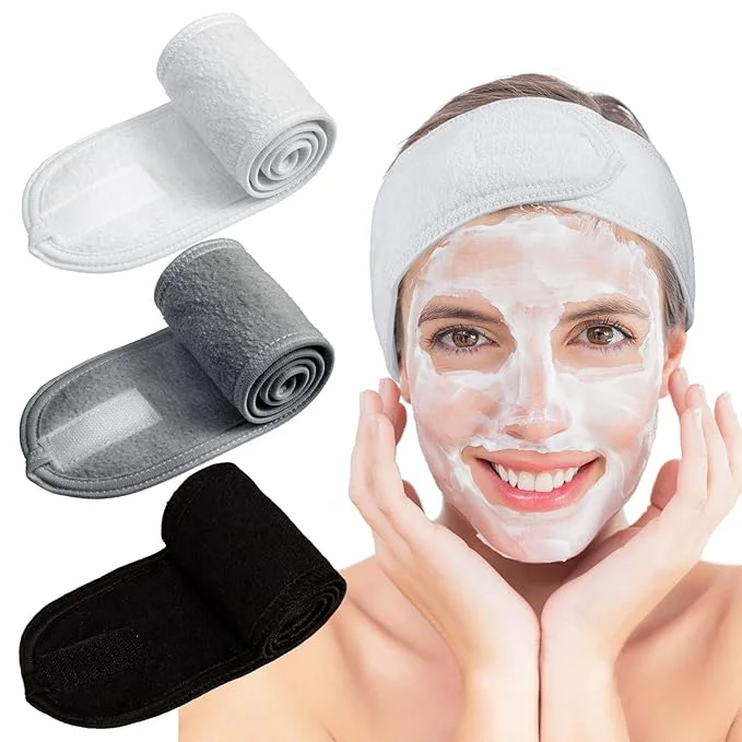High-Quality Whaline 3Pcs Spa Facial Headband Make Up Wrap Head Terry Cloth Headband First-Class