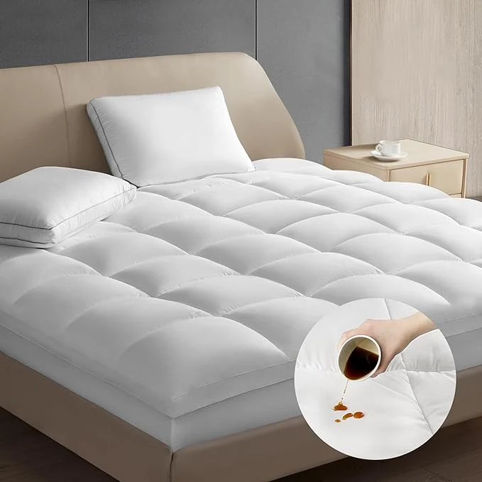 High-Performance Hotel Grand Pillow Top Mattress Topper Twin Size – Waterproof Mattress Protector Quilted Fitted Mattress Pad Cover with 8-20 Inch Deep Pocket Down Fill 39×75 inch White Recyclable