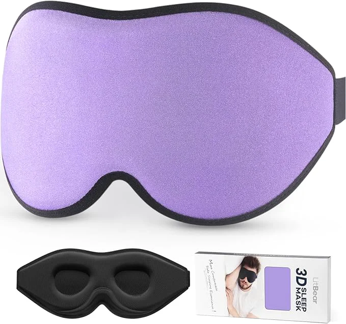 Exclusive LitBear Sleep Mask for Side Sleeper Women Men Eye Mask for Sleeping Light Premium