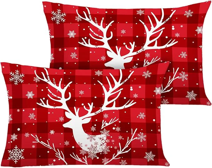 Recyclable YIYEA Christmas Standard Pillow Cases Set of 2 Ultra Soft Double Brushed Microfiber Pillowcases Standard Christmas Bed Pillow Covers Fade Resistant Easy Slip-On 20 quot x26 quot Long-Lasting